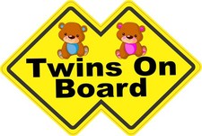 StickerTalk Twins On Board Boy Girl Vinyl Sticker Bear Design 6x4 inches picture