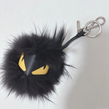 FENDI Monster Bugs Bag Charm Keychain Black Excellent Italy Accessory Rare picture