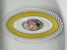 VTG Porcelain HAND-painted Schuman Bavarian Reticulated serving dish 11.5” Rose  picture