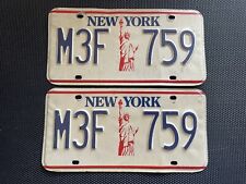 PAIR OF NEW YORK LICENSE PLATES STATUE OF LIBERTY M3F 759 picture