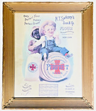 VINTAGE FRAMED N.T. SWEZEY'S PERFECT FLOUR PERFECT BREAD 1901 CALENDAR 24 x 20 picture