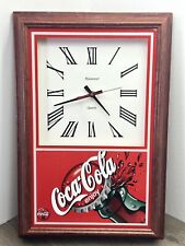 Coca-Cola Clock Wood Wall Clock Hanover Quartz Vintage 1980’s Man Cave Garage picture