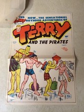TERRY and the PIRATES #8 comic COVER ART proof 1947 RARE w/INVOICE CANIFF HARVEY picture