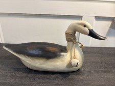 Vintage Wooden Duck Decoy Preening Figure Folk Art Rustic Cabin Country Decor picture