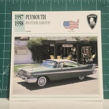1957 1958 Plymouth Belvedere Hardtop Classic Car Collector Info Card Vtg 1991 picture