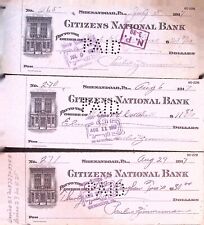 Citizens National Bank Check 1917 Shenandoah PA Checks (3) picture