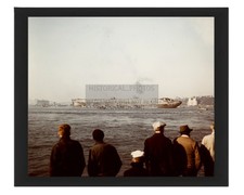 USS LAFAYETTE AP-53 TUGGED DOWN NEW YORK HARBOR WWII 1943 8X10 FRAMED PHOTO picture
