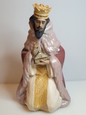Lladro King Gaspar Nativity Figurine 12279 Gres Matte DAMAGED Crown with Box picture