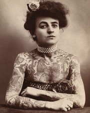 Maud Wagner Vintage Tattoo Photo Print 8x10 Sepia Circus Sideshow Tattooed Lady picture