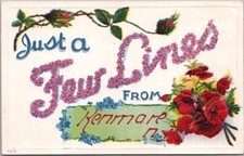 KENMARE, North Dakota Embossed Greetings Postcard