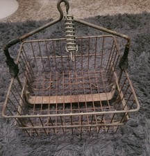 Large Antique Coal Miners Hanging Wire Basket Rack 1940s_RARE picture