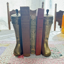 Vintage Solid Brass Riding Boot Bookends Equestrian Decor picture