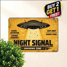 Recent UFO Abduction Warning Metal Sign Retro Alien Sci-Fi Wall Decor Plaque picture