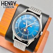 Henry London Pointer Date Analog Moonphase Quartz Wristwatch Day Date picture