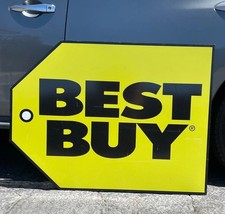 HUGE Best Buy 90s Y2K Original Store Display Advertisement Yellow Sign 43x32.25” picture