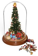 Vintage Westrim Beaded Mini Christmas Tree 11” w/ Ornaments Lights Glass Dome picture