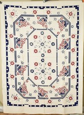 Large BEAUTIFUL Vintage 30's Art Deco Antique Tablecloth ~GREAT DESIGN picture