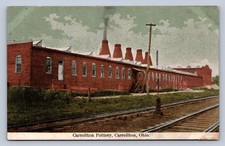 J87/ Carrollton Ohio Postcard c1910 Carrollton Pottery Factory Kilns  339 picture
