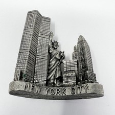 VTG Pewtercraft Ltd New York City Skyline Paperweight Twin Towers Pre 9/11 picture