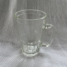 Vintage Clear Glass Beer Mug 4.25” T. EUC embossed A-22 on bottom.            O1 picture