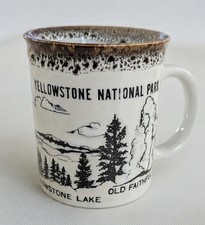Vintage Yellowstone National Park Souvenir Mug 3D Relief Ceramic Drip Glaze Rim picture