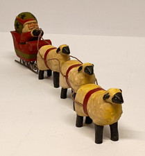 Teresa Kogut Folk Art Style Santa in Sleigh Pulled by 3 Sheep Figurine picture