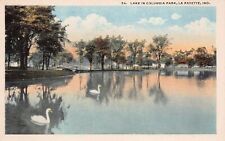 Lafayette IN Indiana Columbian Park Lake Zoo Swans Signets 1920s Vtg Postcard B5 picture