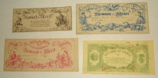 (4) circa 1880s Reward of Merit certificates; likely Taunton Mass. Pierce / Dean picture