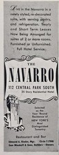 The Navarro Hotel Central Park South New York Yearly Lease Suites Print Ad 1940 picture