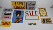 Vintage Retro Store Sale Signs Print Shop Acrylic Plastic Salesman Sample Open picture