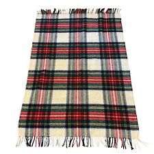 Scottish Glen Check Wool Red Green Plaid Throw Fringe 37x50 picture