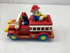 Vintage illco Disney Mickey Mouse Donald Duck Bubble Toy Fire Truck 8 1/2