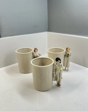 Vintage 1979 Enesco E-3513 Lady Figurine Handle Ceramic Mugs Set of 3 picture