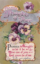 Vintage Postcard Xmas Christmas Pansies Thoughts Of Thee Flowers 1910 A2 picture
