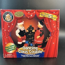 Vtg 1998 Gemmy Dancing Claus Couple Santa Mrs Claus Animated Musical Works NEW picture