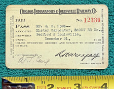 1913 Chicago Indianapolis & Louisville Railway Pass CI&L RR Monon Route Railroad picture