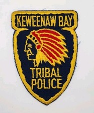 VINTAGE KEWEENAW BAY MICHIGAN TRIBAL POLICE PATCH INDIAN HEAD  OBSOLETE picture