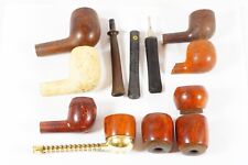 Junk Drawer Lot Vintage Tobacco Pipes Twin Flow Threaded Bowls Parts Repair picture