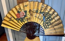 Vintage Large Oriental Asian Folding Fan Wall Decor 40