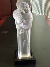 AUTHENTIC Lalique France Crystal Madonna & Child Figurine Frosted Glass 12.5” picture