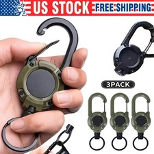 3Pcs Heavy Duty Keychain Retractable Carabiner Car Key Chain with Badge Holder picture