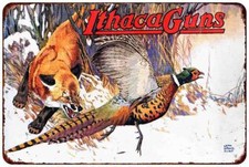 Ithaca Guns Fox and Pheasant Vintage look Reproduction metal sign wall art picture