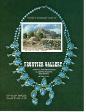 1975 ANDY LEE KIRK TURQUOISE ART EXHIBIT AD, NATIVE JEWELRY, FRONTIER GALLERY AD picture
