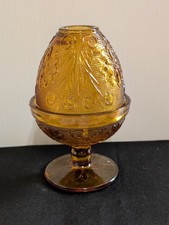 Vintage Indiana Glass Amber Pedestal Fairy Lamp Tiara Sandwich Excellent picture