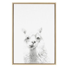 Kate and Laurel Sylvie Alpaca Print Framed Canvas Wall Art 23x33 Natural picture