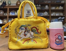 Vintage Rainbow Brite 1983 Soft Fabric Lunchbox Bag W/ 1984 Pink Thermos HTF 80s picture