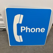 Vintage 2 Sided Public Telephone Advertisement Sign Plastic  18x18 in picture