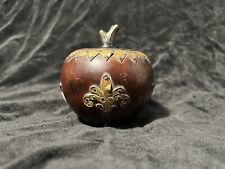 Unique Antique Wooden Apple With Brass Decor picture