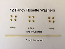 New 12 Fancy Rosette Collars/Washers/pins Brass For repair Old Straight Razors picture