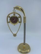 VTG Miniature Quartz Table Dolphin Diamond Clock Watch Home Decor Jewelry picture